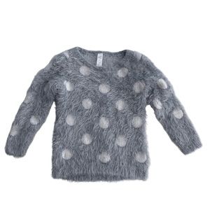 Cute Gray & White Fuzzy Polka Dot Sweater - SZ 3T